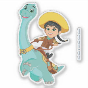 Min & Klöver Lycklig Cowgirl & Brontosaurus Ride Klistermärken