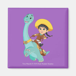 Min & Klöver Lycklig Cowgirl & Brontosaurus Ride Magnet
