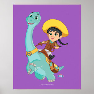 Min & Klöver   Lycklig Cowgirl & Brontosaurus Ride Poster