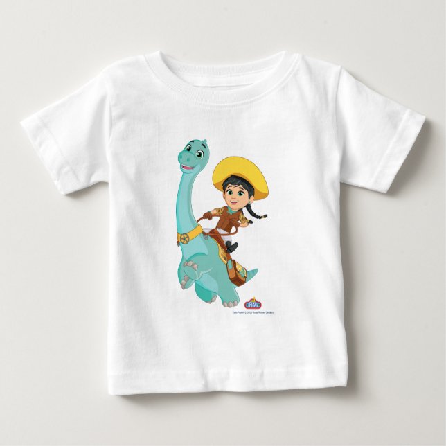 Min & Klöver | Lycklig Cowgirl & Brontosaurus Ride T Shirt (Framsida)