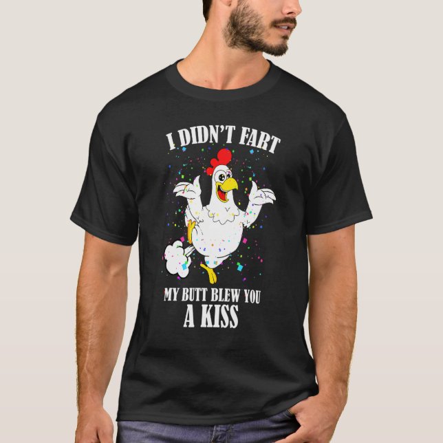 Min knapp ger dig en kyss Chickens T Shirt (Framsida)
