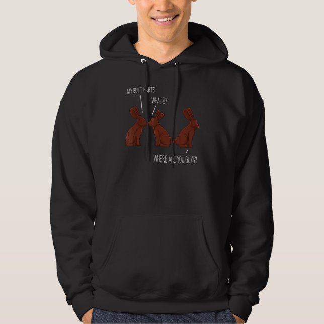 Min knapp Ontr Påsk Chocolate Bunny Meme Joke Hoodie (Framsida)