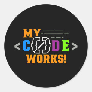 Min kod fungerar roligt programmerare kodar mjukva runt klistermärke