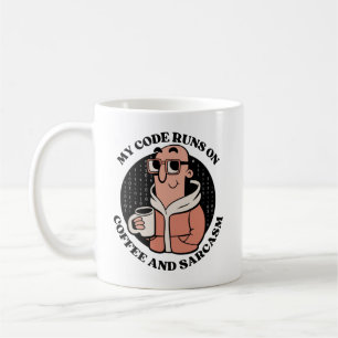 MIN KOD SPRINGA PÅ KAFFE OCH SARCASM KAFFEMUGG