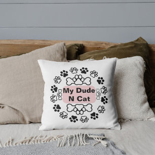 Min kompis och Cat Funny Retro Cute Modern Tass Wh Kudde