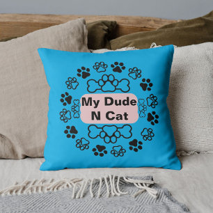 Min kompis och Kat-ynka Retro Cute Modern Tass Blu Kudde