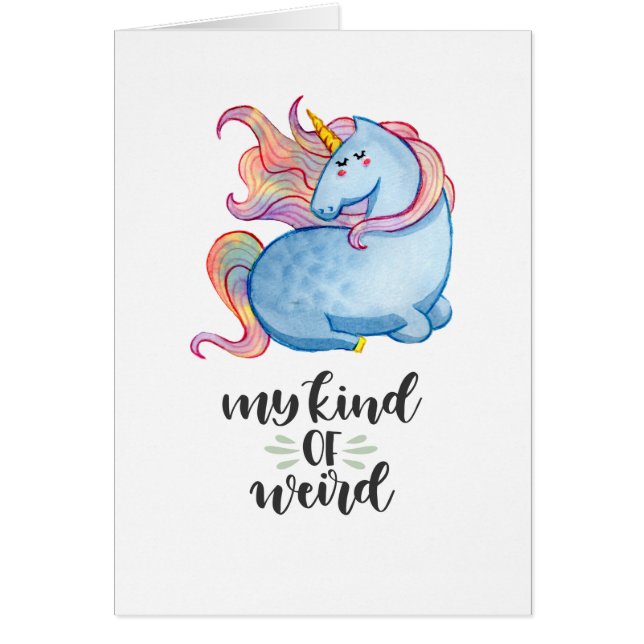 Min Konstig Blue Unicorn Hälsningskort (Framsidan)
