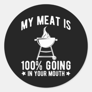 Min Kött går 100 procent in i din munsludda Bbq Gr Runt Klistermärke