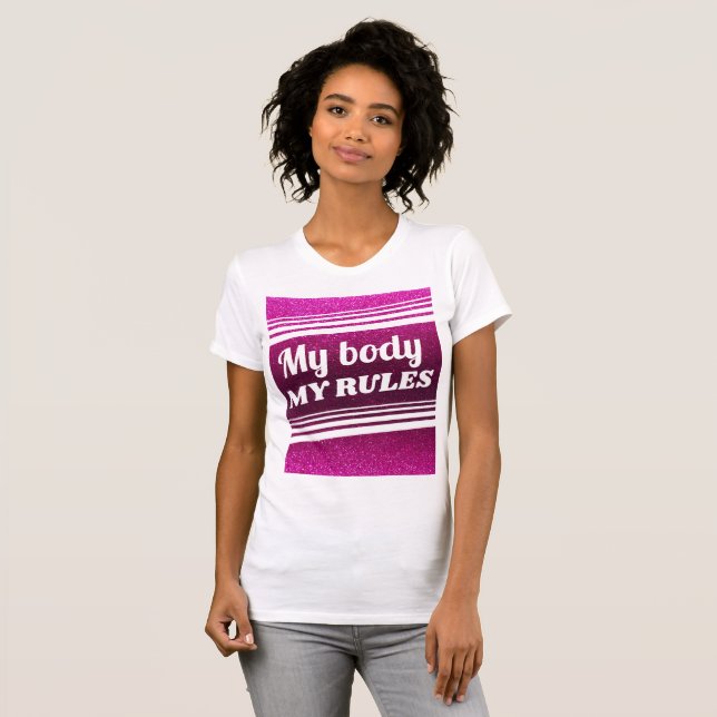 Min kropp Min Regler Pro-Choice Rosa Glitter Spark T Shirt (Hel framsida)