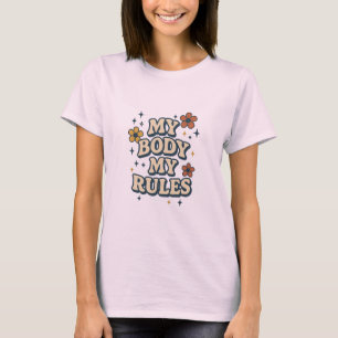 Min kropp mina regler Retro floral feministisk cit T Shirt