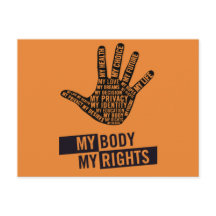 Min kropp Mitt val Kvinnors Höger vykort