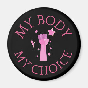 Min kropp mitt val Rosa knytnäve Feminist  Magnet