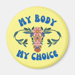 Min kropp My Choice Blommigt Uterus Pro-Choice Magnet