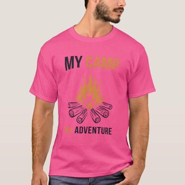 Min läger Min äventyr Glamping Backpacking Camper  T Shirt (Framsida)
