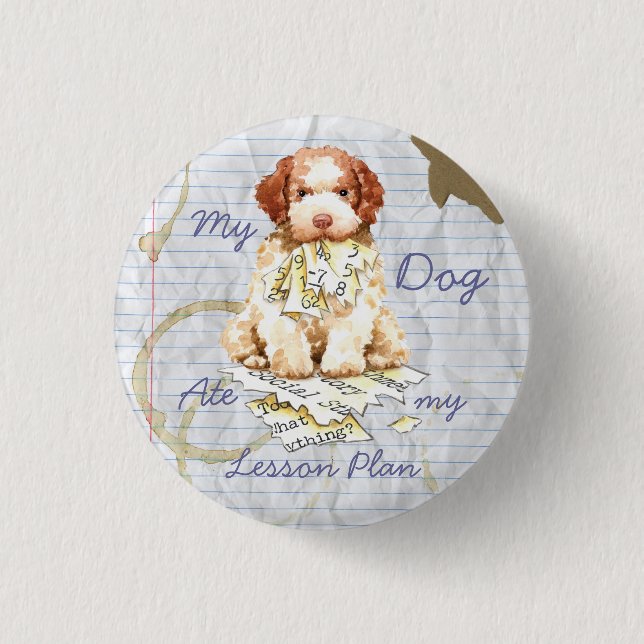 Min Lagotto Ate Min Lesson Plan Pinback-knapp Knapp (Framsida)