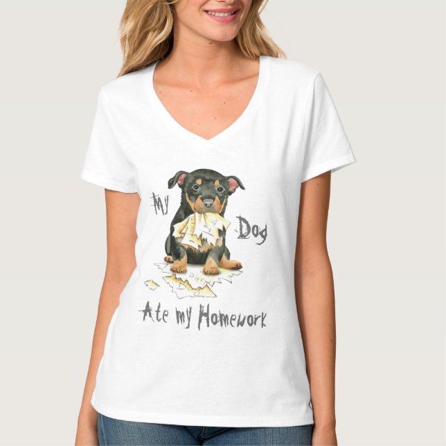 Min Lancashire Heeler Ate min hemläxa T Shirt (Framsida)