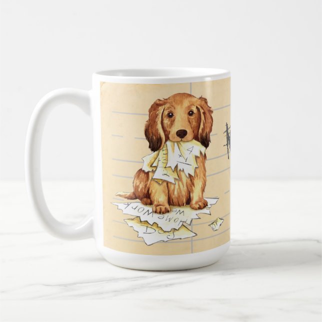 Min Långhårigare Dachshund Agia min hemläxa Kaffemugg (Vänster)