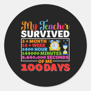 Min lärare Överlever 100 dagars Roligt 100 dagar i Runt Klistermärke