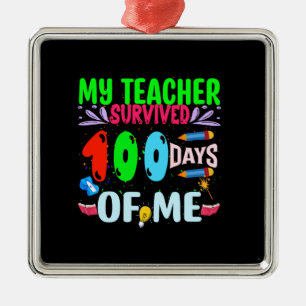 Min lärare Överlevt 100 dagar. Julgransprydnad Metall