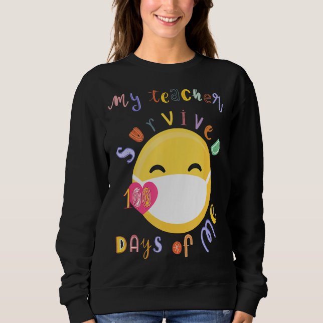 Min lärare Överlevt 100 dagar med mig Ansikte Mask T Shirt (Framsida)