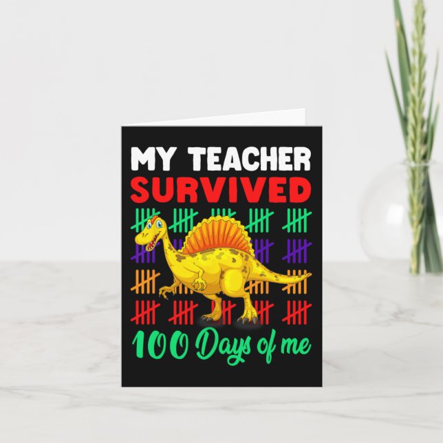 Min lärare Överlevt 100 dagar med mig Dinosaur Kid Kort (Framsida)