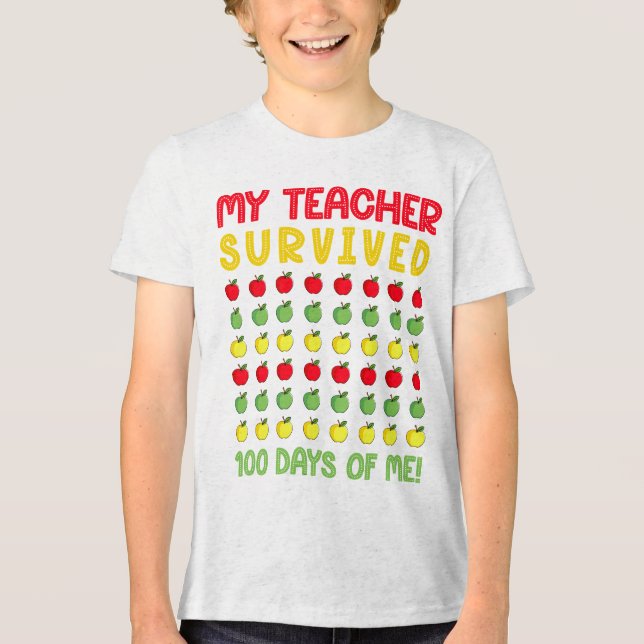 Min lärare Överlevt 100 dagar med Milestone-gåva T Shirt (Framsida)