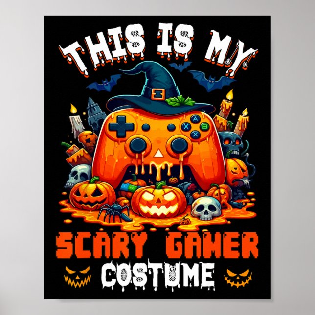 Min läskiga gamer-kostym Halloween-spelkontroll A Poster (Framsidan)