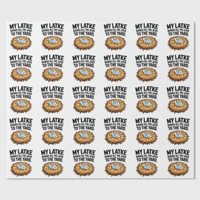 Min latke tar med Judar till Yard Hanukkah Presentpapper (Platt)
