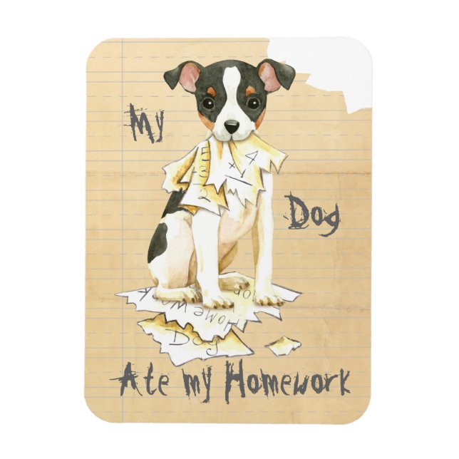 Min Leksak Fox Terrier Ate min hemläxa Magnet (Vertikal)