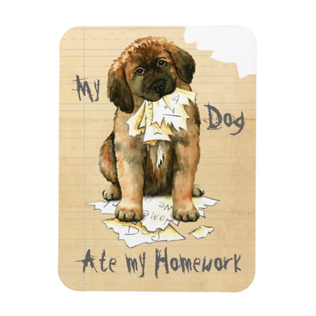 Min Leonberger Ate Min hemläxa Magnet (Vertikal)