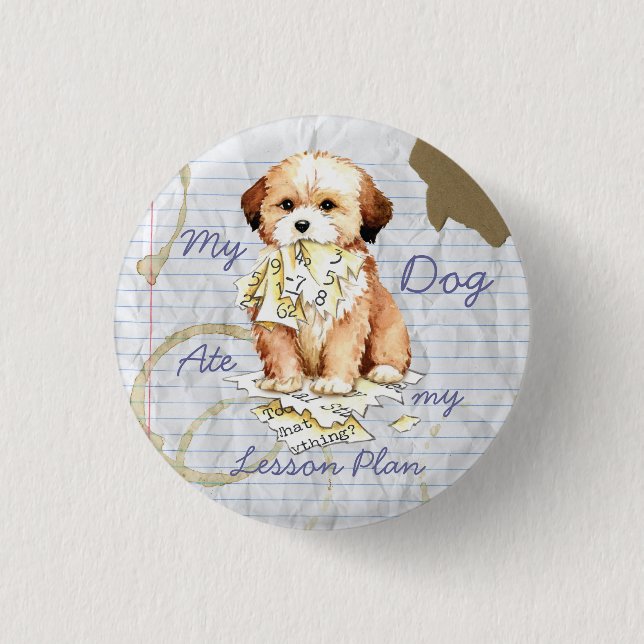 Min Lhasa Apso Ate min Lesson Plan Pinback-knapp Knapp (Framsida)