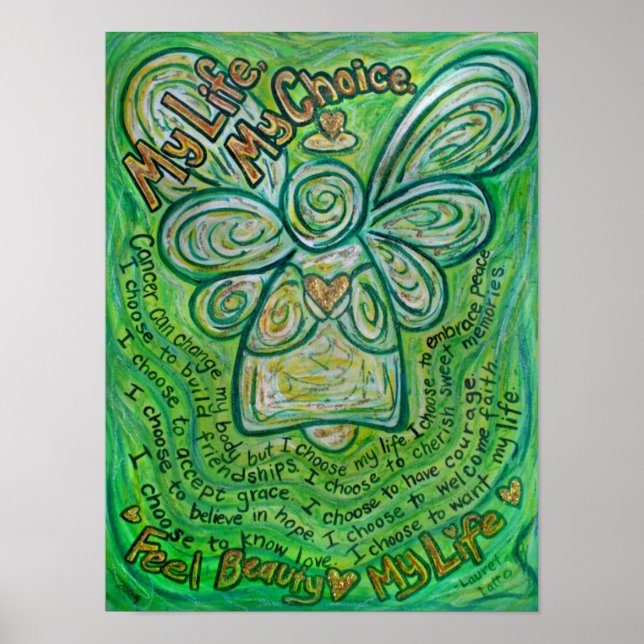 Min Life Grönt Cancer Angel Poster (Framsidan)