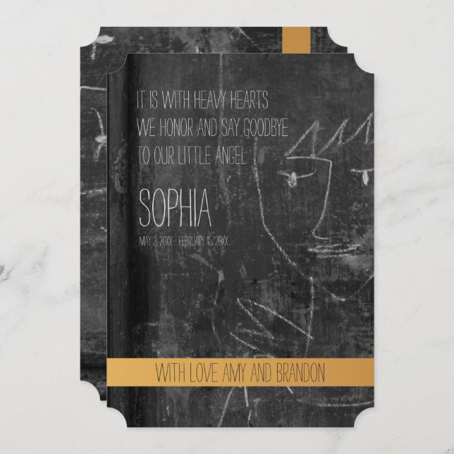 Min lilla ängel Kids-begravning Inbjudningar (Fram/baksida)