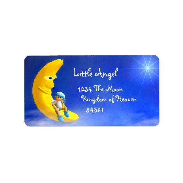 Min lilla ängel: Måne-etiketter Adressetikett (Framsidan)