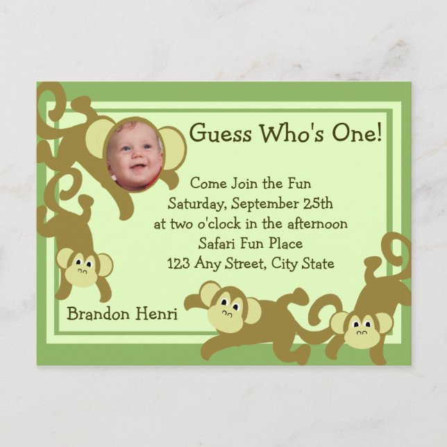 Min lilla apa/ foto inbjudan vykort (Framsida)