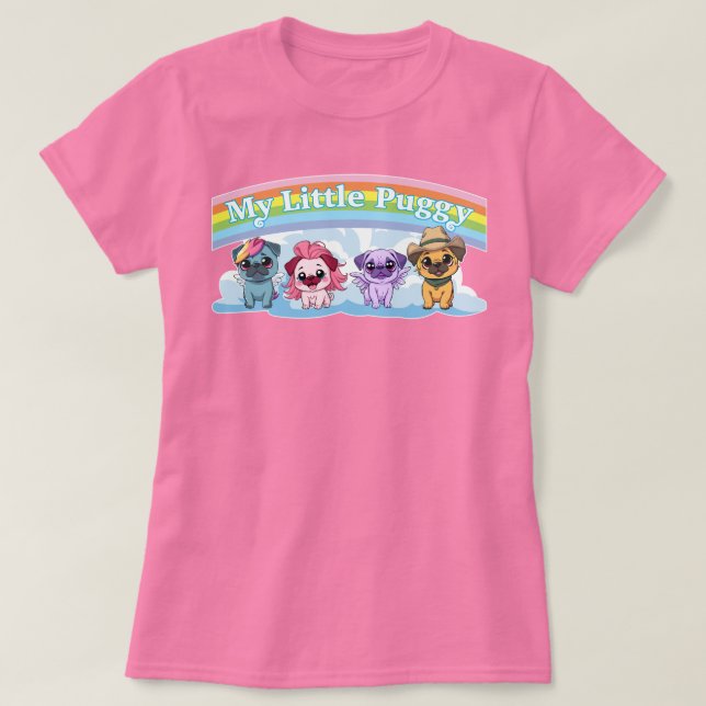 Min lilla Auggy MLP Cute Pug T Shirt (Design framsida)