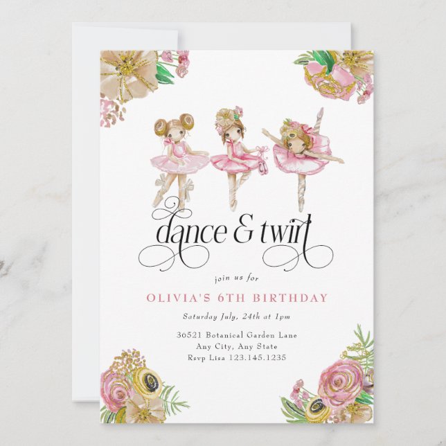 Min lilla balettdansös | Balettfest Inbjudningar (Framsida)