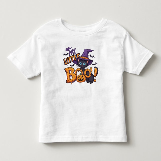Min lilla Boo Halloween Katt i häxhatt T Shirt (Framsida)