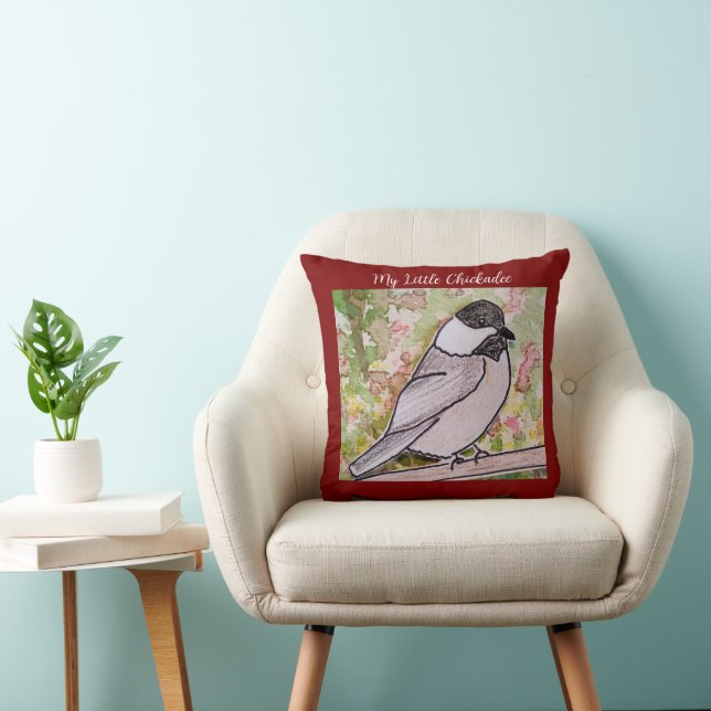 Min lilla Chickadee Deep Red Kudde (Stol)