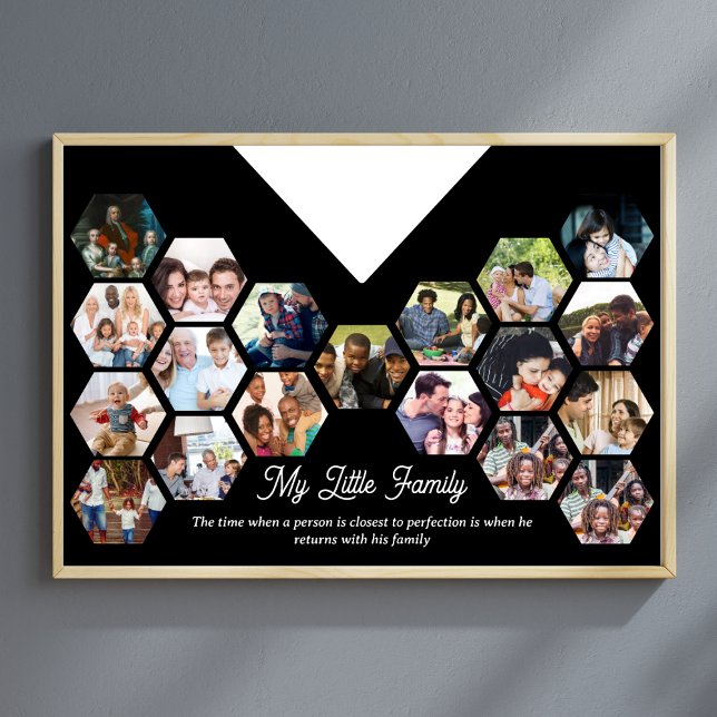 Min lilla familj Porträtt Photo Collage Insida Poster (Capture the memories and cherish them forever with our stunning photo collage wall poster! )
