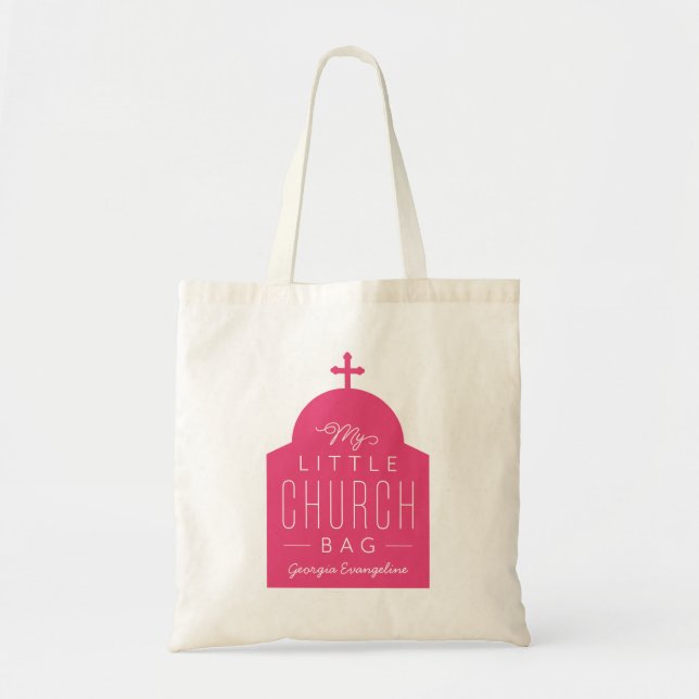 Min lilla kyrka söt mörk rosa Ortodox dome Tygkasse (Framsidan)