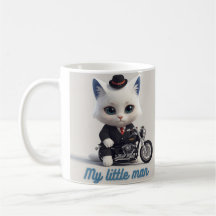 Min lilla mans mugg - Söt Kawaii katt på motorcyke