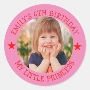 Min lilla prinsessa Grattis på födelsedagen Photo  Runt Klistermärke