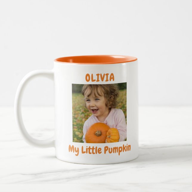 Min lilla Pumpkin Photo Två-Tonad Mugg (Vänster)