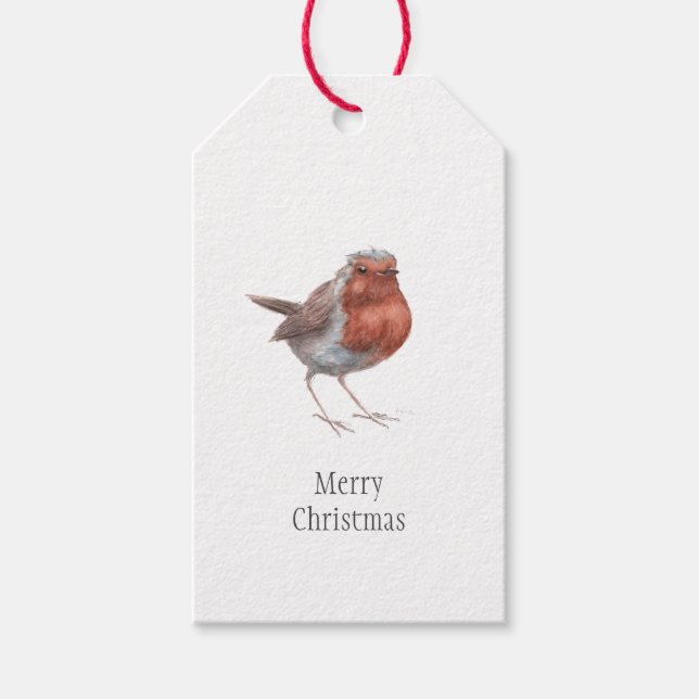 "Min lilla Robin" Bird-Juletiketter Presentetikett (Framsidan)