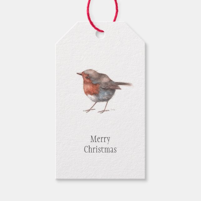 "Min lilla Robin" Bird-Juletiketter Presentetikett (Framsidan)