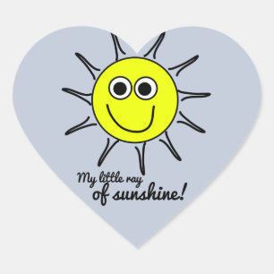 Min lilla solstråle med leende och sol hjärtformat klistermärke