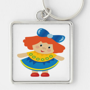 MIN LITTLE DOLL FYRKANTIG SILVERFÄRGAD NYCKELRING
