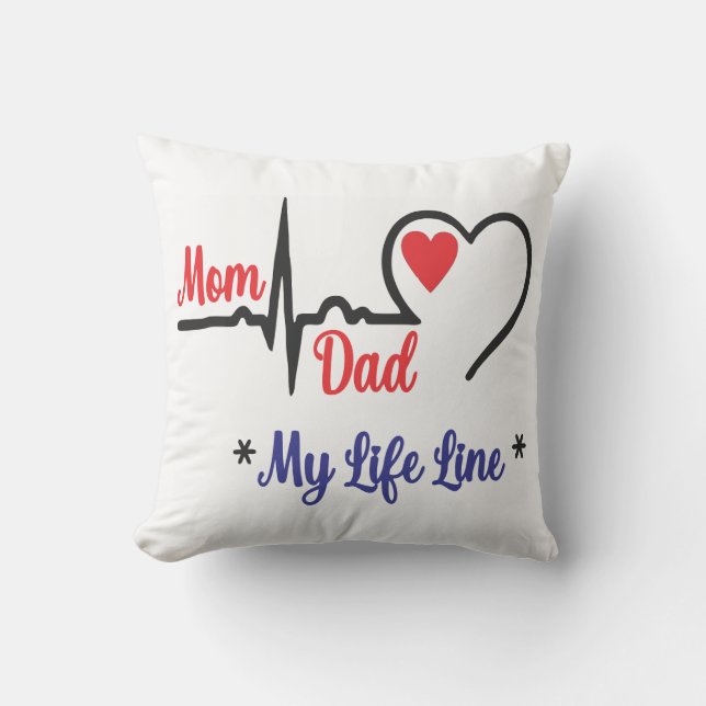MIN LIVSLINJE mamma PAPPA Kudde (Framsida)