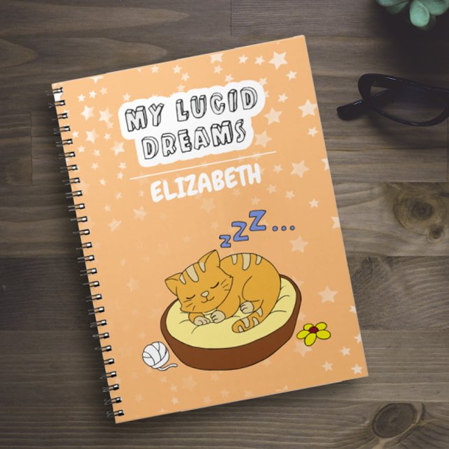 Min Lucid Dreams Doodles Sleeping Cat Anteckningsbok (Skapare uppladdad)